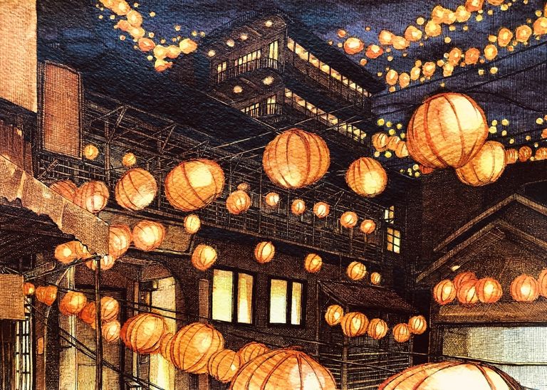 Drawings of Chinese Lanterns - Swaying Softly. chinese, drawings, lanterns, softly, swaying 7 Drawings of Chinese Lanterns - Swaying Softly.