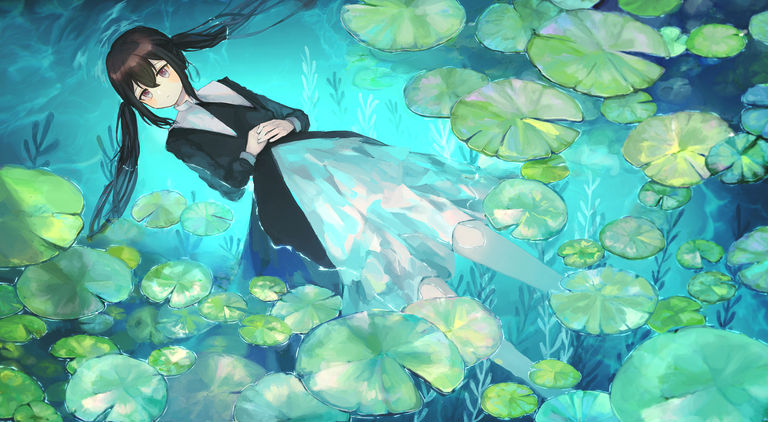 Drifting in the Water - Slowly Sinking. drifting, pixiv, sinking, slowly, water 4 Drifting in the Water - Slowly Sinking.