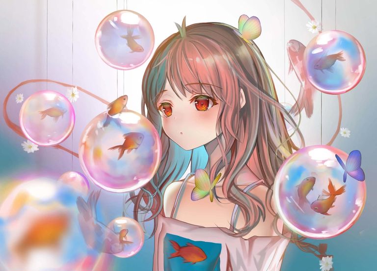 Drawings of Goldfish - Swimming with Grace. drawings, goldfish, grace, pixiv, swimming 2 Drawings of Goldfish - Swimming with Grace.